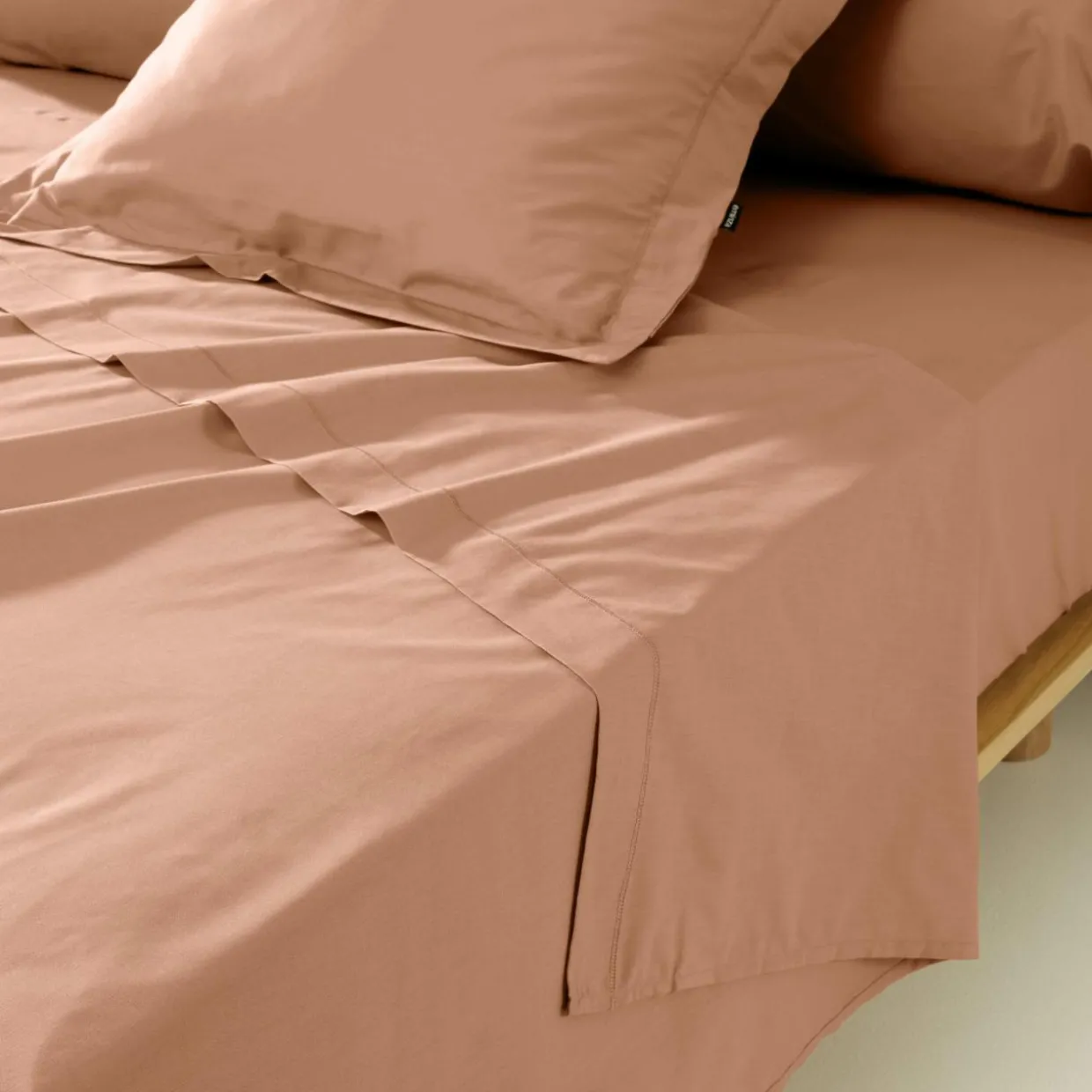 Drap plat percale de coton (240 x 300 cm) Cali Rose pêche