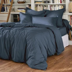 Drap plat percale de coton (180 x 290 cm) Cali Bleu marine