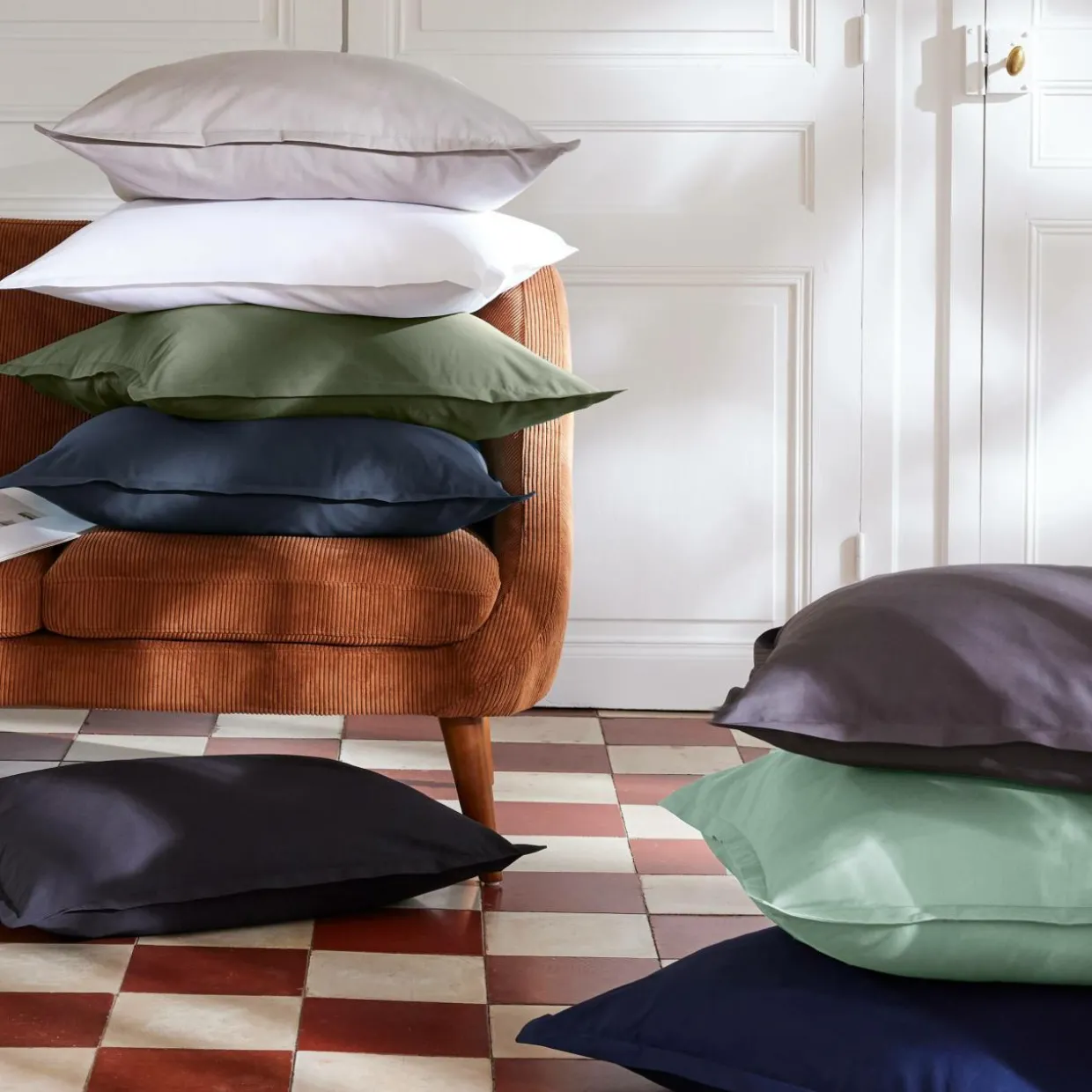 Drap plat percale de coton (180 x 290 cm) Cali Bleu marine