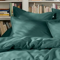 Drap plat percale de coton (240 x 300 cm) Cali bleu canard