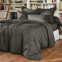 Drap plat percale de coton (270 x 300 cm) Cali Gris anthracite
