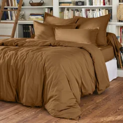 Drap plat percale de coton (240 x 300 cm) Cali Camel
