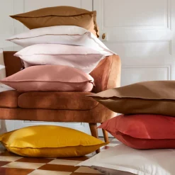 Drap plat percale de coton (240 x 300 cm) Cali Camel