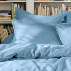 Drap plat percale de coton (270 x 300 cm) Cali Bleu ciel