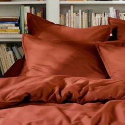 Drap plat percale de coton (240 x 300 cm) Cali Terracotta