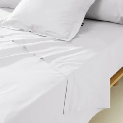 Drap plat percale de coton (180 x 290 cm) Cali Blanc