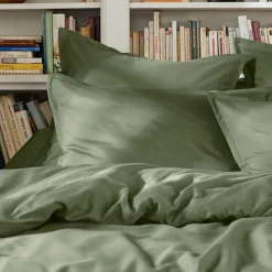 Drap plat percale de coton (270 x 300 cm) Cali Vert romarin