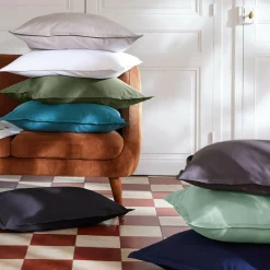 Drap plat percale de coton (180 x 290 cm) Cali Bleu canard