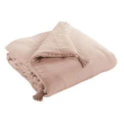 Edredon gaze de coton (90 x 200 cm) Gaïa Rose poudré