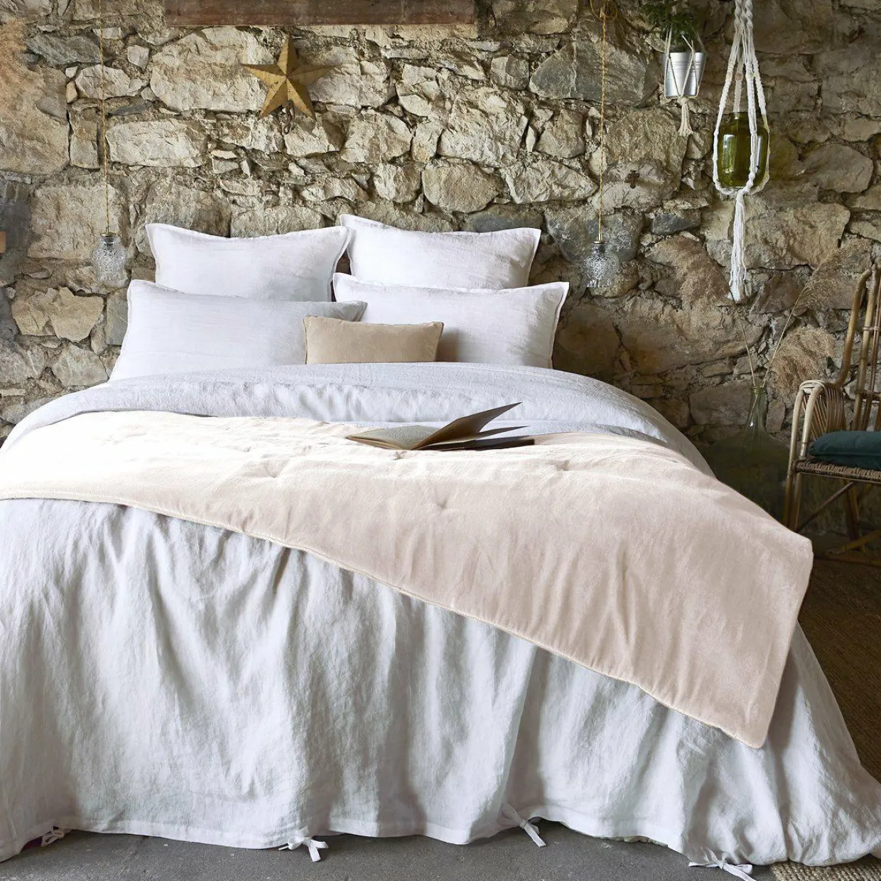Edredon velours de coton (90 x 200 cm) Victor Beige pampa
