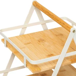 Etagère cuisine transportable en bois 2 niveaux avec anse (H29 cm) Ordera Blanche