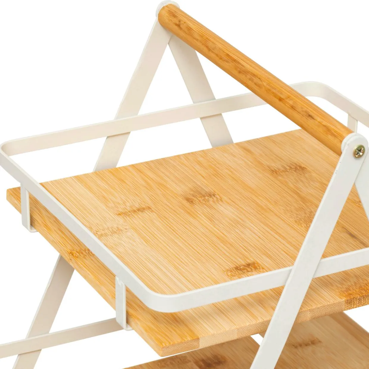 Etagère cuisine transportable en bois 2 niveaux avec anse (H29 cm) Ordera Blanche
