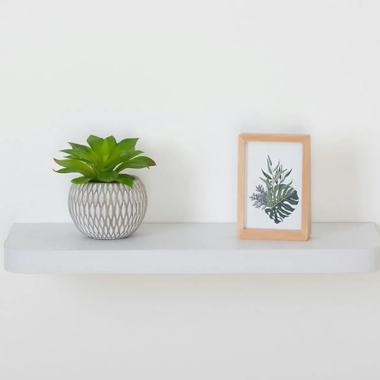 Etagère murale en bois (60 cm) Coins arrondis Fixy Blanche