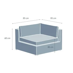 Fauteuil d'angle de jardin en résine tressée Palma Blanc et gris