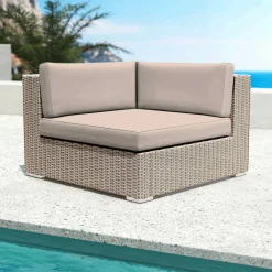 Fauteuil d'angle de jardin en résine tressée Palma Gris et taupe