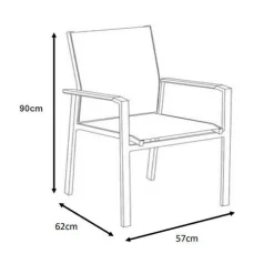 Fauteuil de jardin aluminium et bois teck empilable Bali Gris anthracite