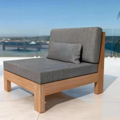 Fauteuil de jardin bois d'acacia Bornéo Gris anthracite