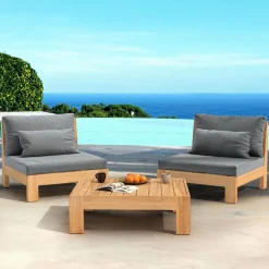 Fauteuil de jardin bois d'acacia Bornéo Gris anthracite