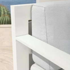 Fauteuil de jardin détente en aluminium Elba Blanc et gris clair