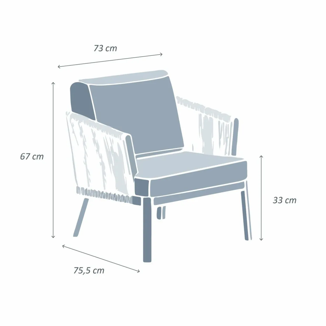 Fauteuil de jardin détente en aluminium Amalfi Gris anthracite et gris clair