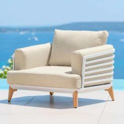 Fauteuil de jardin en aluminium Monte Carlo Blanc et beige