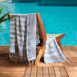 Fouta coton recyclé doublé éponge (100 x 200 cm) Coralia Grise