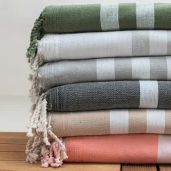 Fouta coton recyclé doublé éponge (100 x 200 cm) Coralia Grise