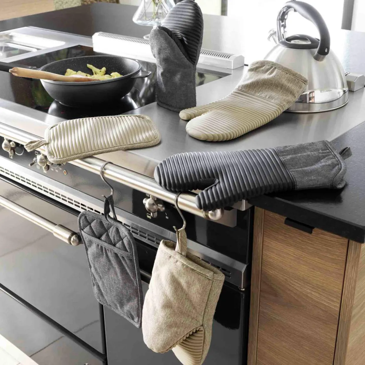 Gant de cuisine coton (24.5 x 14.5 cm) Adam Gris anthracite