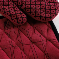 Gant et manique coton recyclé Cuisiline Bordeaux