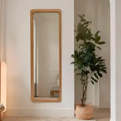 Grand miroir à poser en bois (H173 cm) Delhi Naturel beige