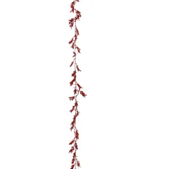 Guirlande de Noël (180 cm) Feuilles pailletées Rouge