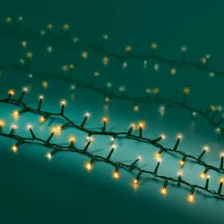 Guirlande lumineuse 34 m 1500 LED câble vert Luxe Blanc chaud et chaud doré