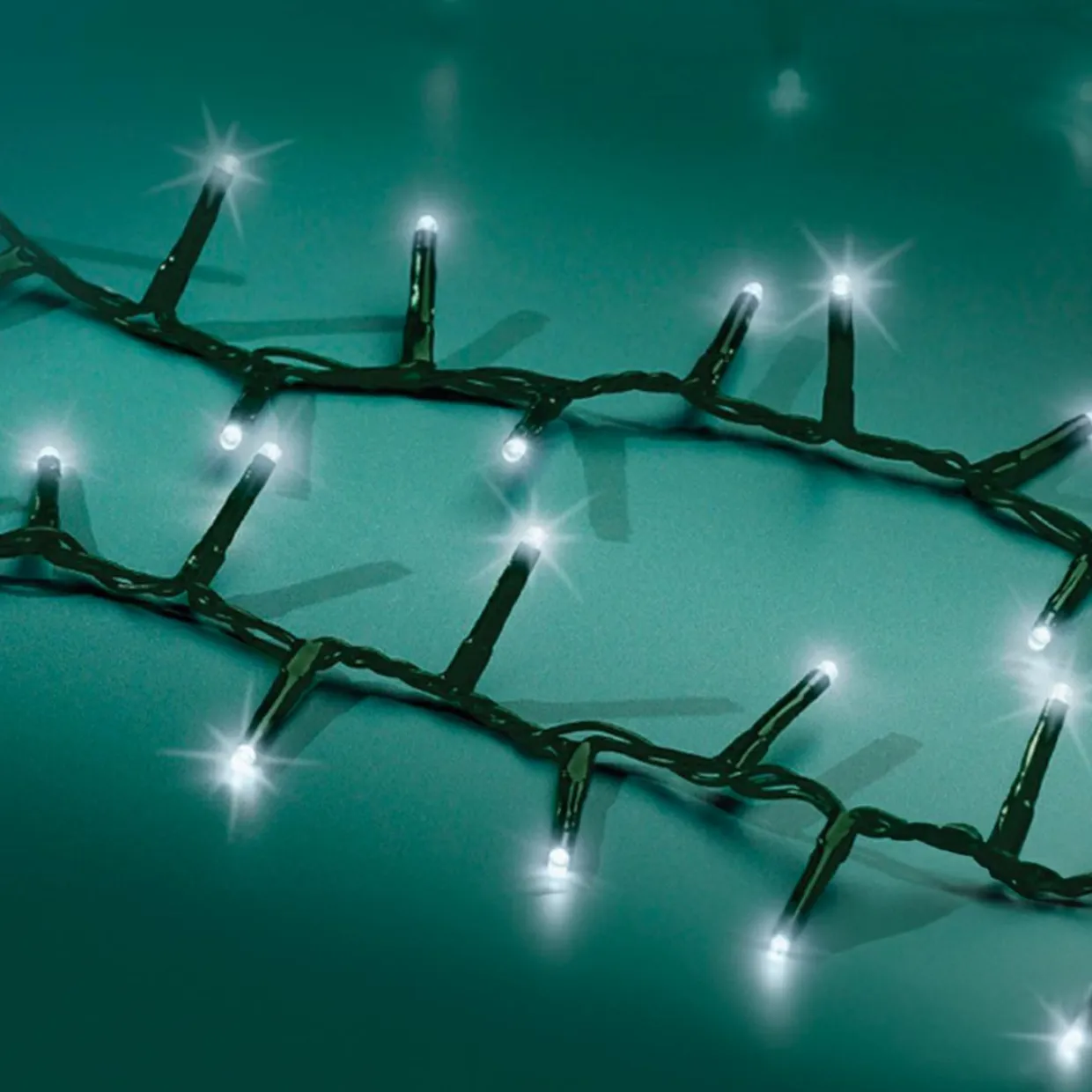 Guirlande lumineuse 34 m 1500 LED câble vert Luxe Blanc froid
