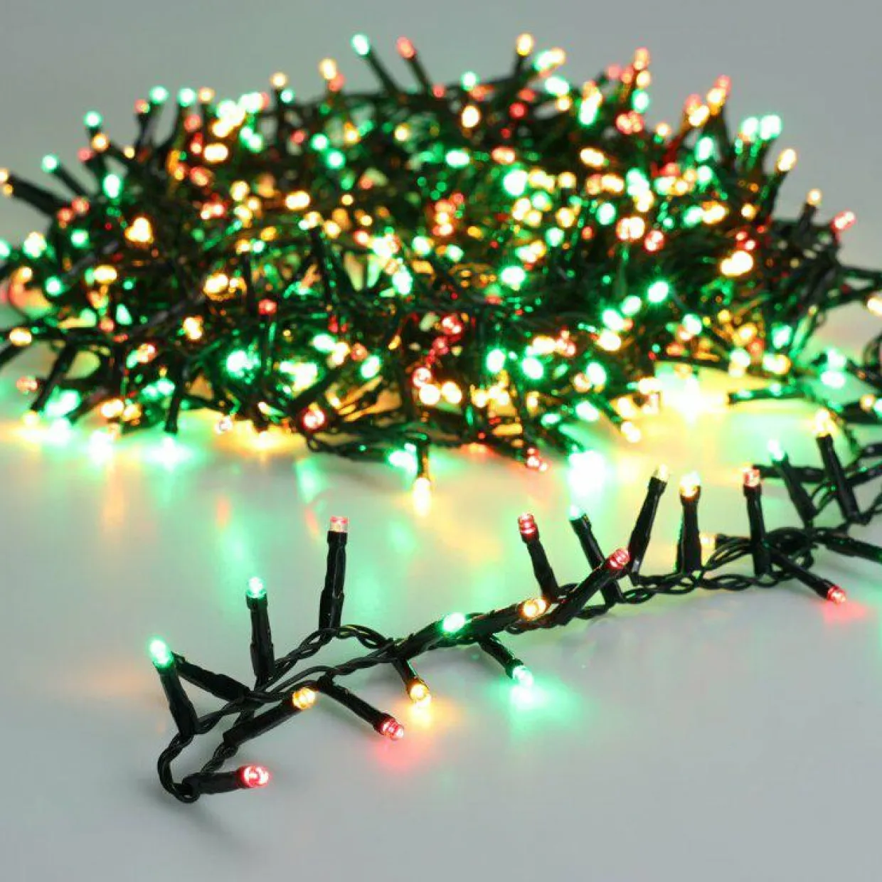 Guirlande lumineuse 16 m 750 LED câble vert Luxe Tricolore Vert/Rouge/Blanc