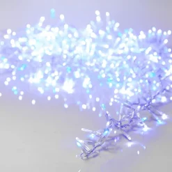 Guirlande lumineuse 16 m 750 LED câble transparent Luxe Bicolore Blanc et bleu