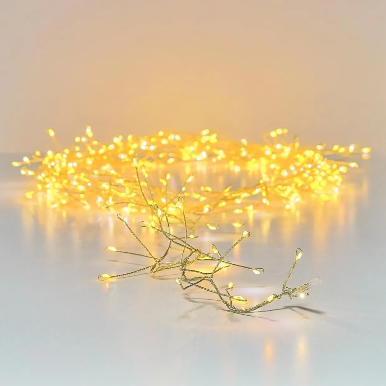 Guirlande lumineuse 12 m 960 Micro LED câble or Luxe bicolore Blanc chaud et froid
