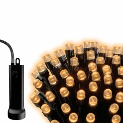 Guirlande lumineuse à piles 14,30 m 192 LED câble noir Durawise Blanc chaud