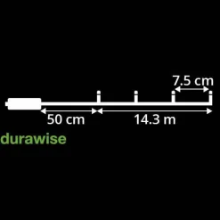 Guirlande lumineuse à piles 14,30 m 192 LED câble noir Durawise Blanc froid