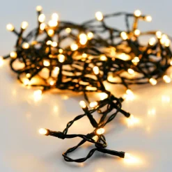 Guirlande lumineuse à piles 14.50 m 192 LED câble noir Luxe Blanc chaud
