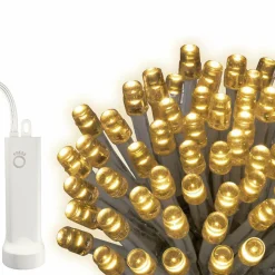 Guirlande lumineuse à piles 3,50 m 48 LED câble transparent Durawise Blanc chaud