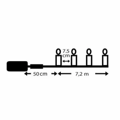 Guirlande lumineuse à piles 7,10 m 96 LED câble transparent Durawise Blanc chaud