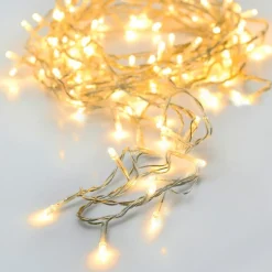 Guirlande lumineuse à piles 3,5 m 48 LED câble transparent Luxe Blanc chaud