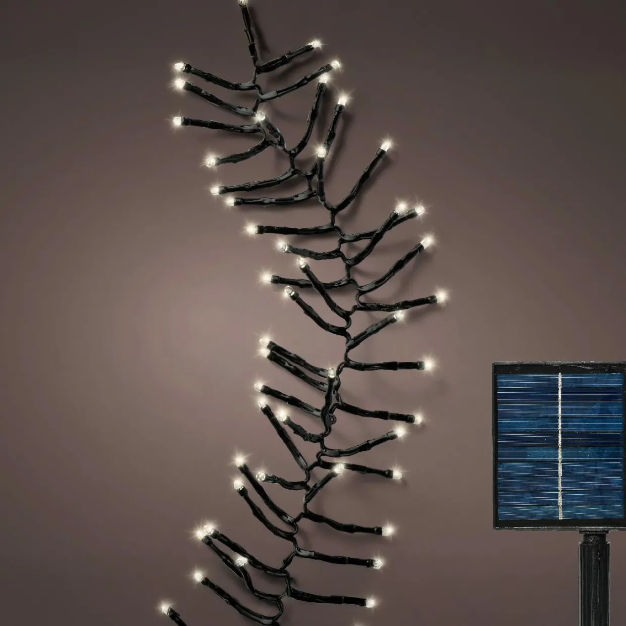 Guirlande lumineuse Solaire rechargeable 14 m 1512 LED câble noir Grappe Blanc chaud