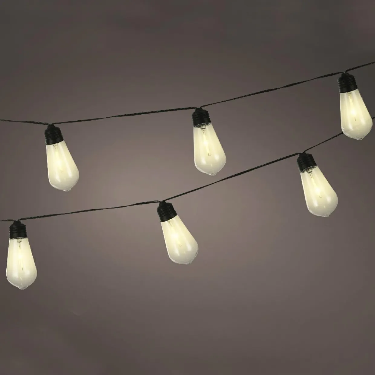 Guirlande lumineuse solaire 1,8 m 10 LED Guinguette Noir et blanc chaud