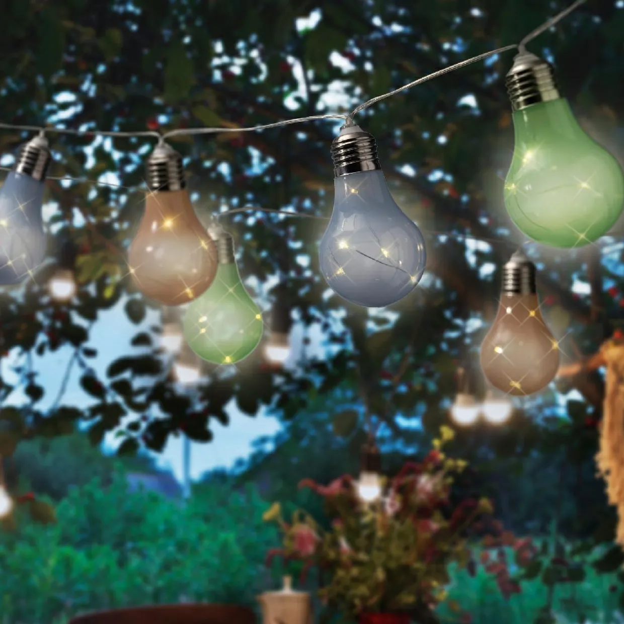 Guirlande lumineuse solaire 50 LED (4,5 m) Guinguette clignotante Multicolore soft
