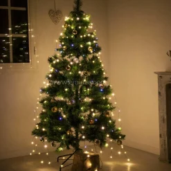 Guirlande rideau pour sapin H2,10 m 672 Micro LED câble argent Blanc chaud