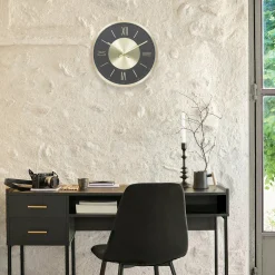 Horloge murale aluminium (D30 cm) Ariana Or
