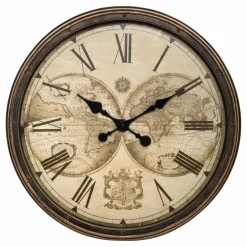 Horloge murale (D51 cm) Monde Tomy Marron patiné