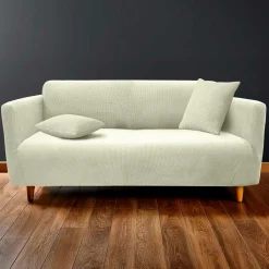 Housse de canapé extensible effet gaufré (225 x 245 cm) Sacha Blanc