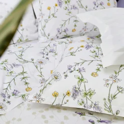 Housse de couette coton (260 x 240 cm) Foliflora Blanche